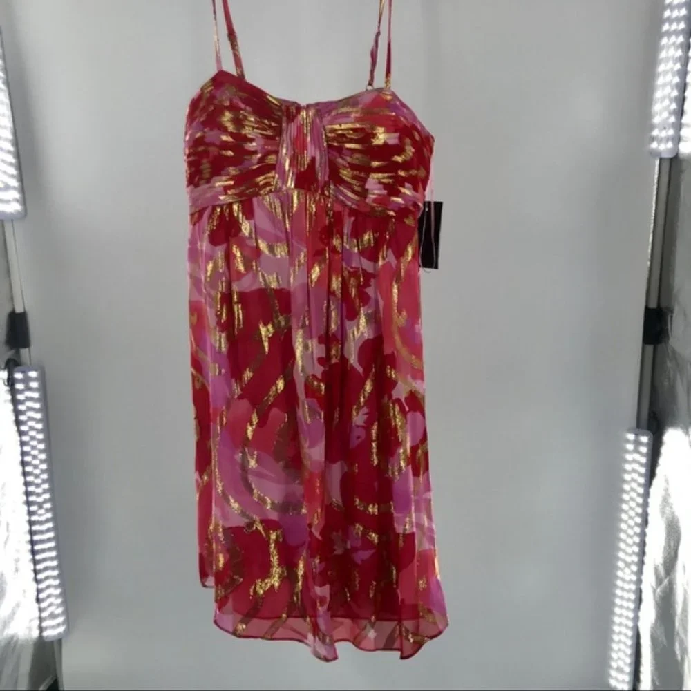 Red/Pink/Gold Oleg Cassini Dress NWT sz 8 - Picture 5 of 12